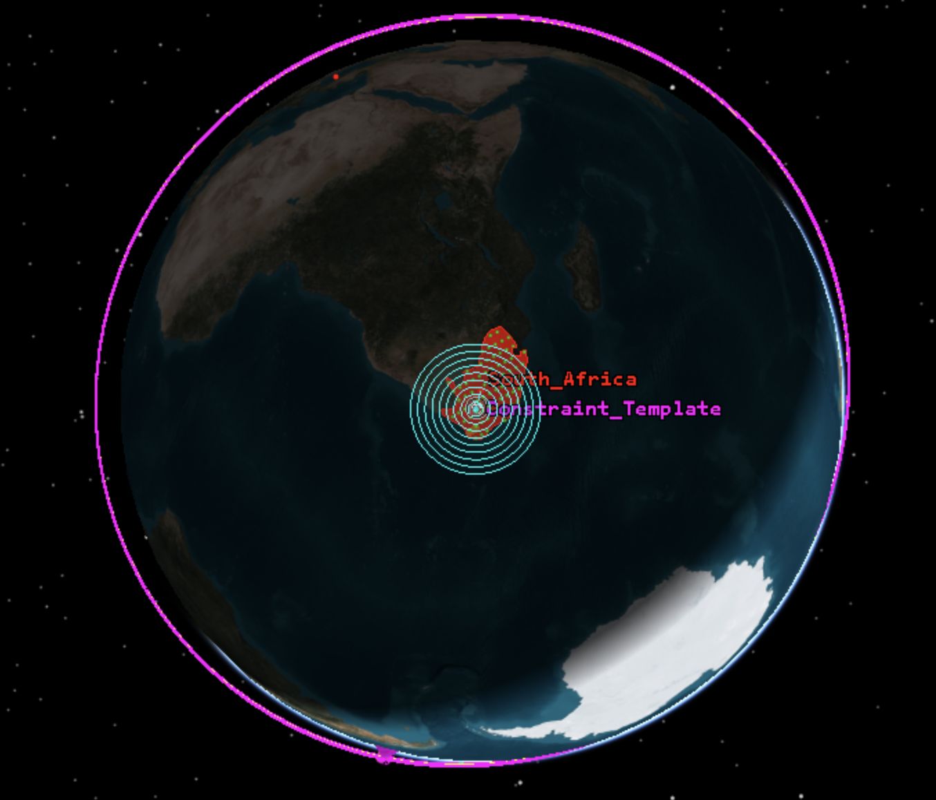 Satellite constellation coverage over South Africa